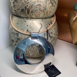 E&L Israel Silver Large Statement Necklace with 30” Cord